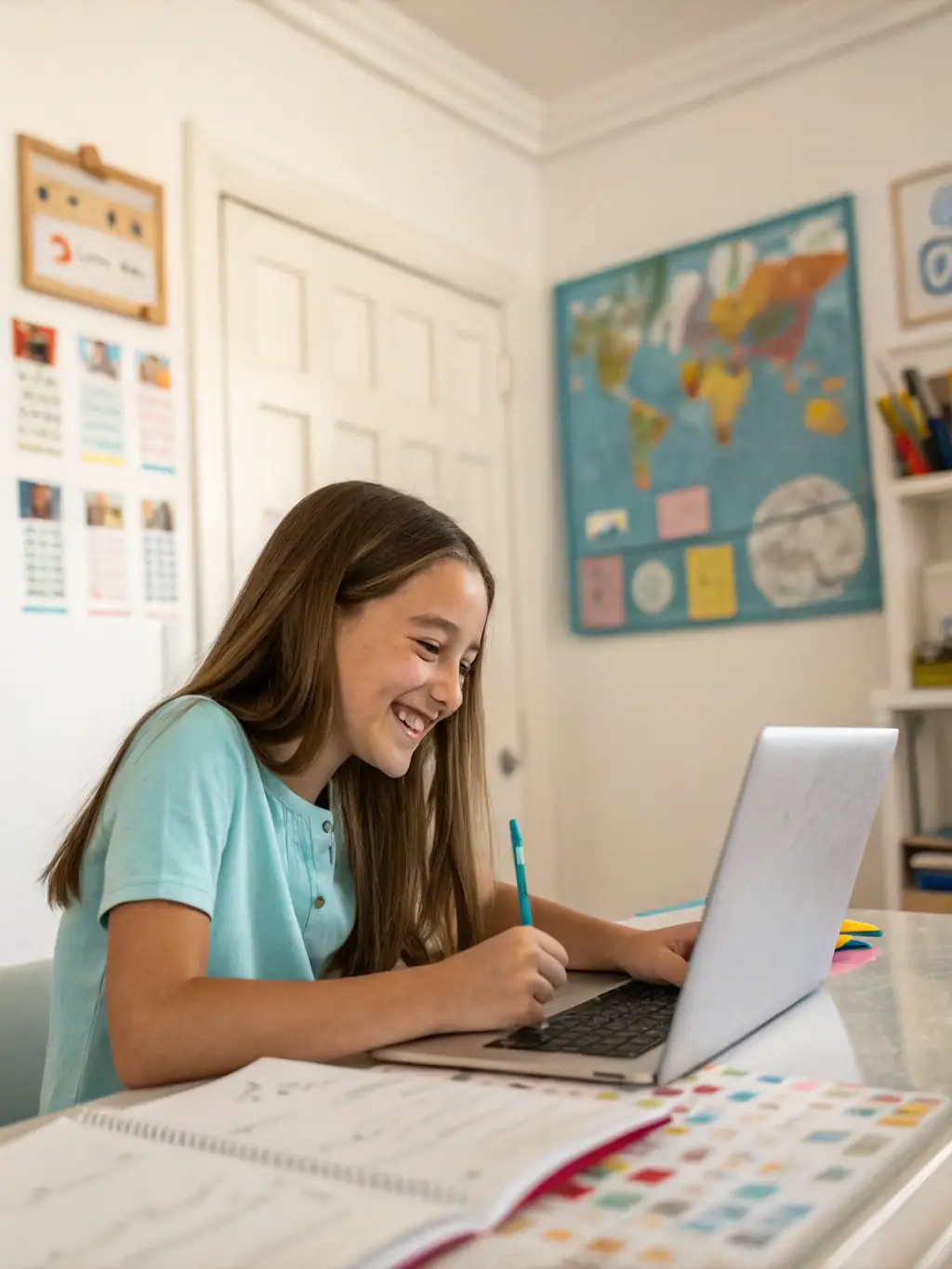 A focused student diligently solving a math problem with a pencil and paper, showcasing concentration and engagement in learning.